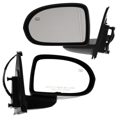 VXTMXEWTPC Mirrors Set of 2 Driver & Passenger Side Heated Pair for Jeep for Compass 2007-2017 for Patriot 2014-2015 Without Auto-Dimming Textured Black Manual Folding-Folding Type 5115046AM