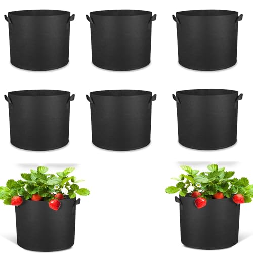 Changyeah 6 Stück Pflanzsack Stofftopf,11.35 L Pflanzsack,für Tomaten, Pflanzsack aus Vliesstoff, Garten Gewächshaus Pflanzbeutel Pflanztopf,Stoff Töpfe aus Vliesstoff Pflanzbeutel