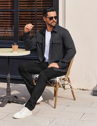 Chemise décontractée à manches longues homme COOFANDY casual chic avec poche avant - 3