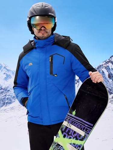 Image of WULFUL Men's Ski Jackets Warm Winter Snow Windbreaker Resistant Snowboard Fleece Coat Mountain Waterproof Parka with Hood