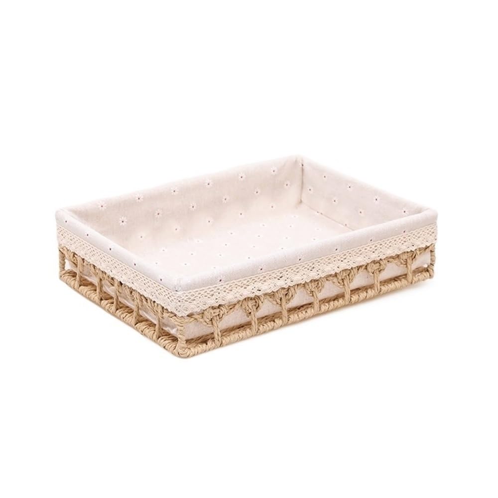 Basket Storage Box Kitchen bedroom Accessories Rattan Desktop Sundries Organizer Bread Rectangle Cosmetic