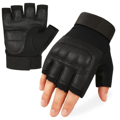 Image of AutokraftZ Black Probiker Protective Full Finger Gloves Anti-Skid Surface Breathable Bike Riding Glove for Motorcycle, Cycling,Climbing Mountaineering,Hiking (Medium, 1 Pair)
