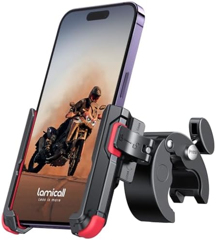 Lamicall Handyhalterung Motorrad, Handyhalter Fahrrad Lenker Halter | [1s Schnellspanner] Universal Handy Fahrradhalterung für Dreharbeiten für iPhone 18 17 16 15 Pro Max Duo, 4-7