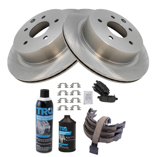 Image of TRQ Rear Brake Pad & Rotor Kit Semi-Metallic Compatible with 2011-2022 Nissan LEAF 2008-2013 Rogue 2014-2015 Rogue Select