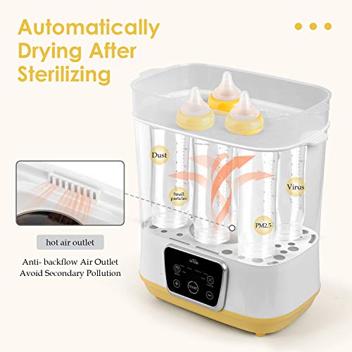 SIMBR Baby Bottle Warmer, Bottle Sterili-zer and Dryer 600W, 12 Bottles Capacity, 5-in-1 Multifunctional Electric Steam Sterili-zer with LED Touch Screen, 360° Steam Dis-Infection & Drying, BPA Free - Thumbnail 4