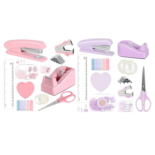 Kit de papeterie scolaire avec agrafeuse ciseaux et notes adhésives pour élèves - 6