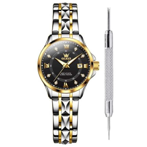 OLEVS Watch for Men Stainless Steel Business Dress Analog Quartz Men Watch Large Face Day Waterproof Luminous Classic Wrist Watch