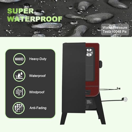 600D Heavy Duty Smoker Cover Compatible for Pit Boss 2 Series Smoker and Masterbuilt/Smoke Hollow 30 in Vertical Gas Smoker and 30-Inch Ridgewood Pro Electric Smoker Cover with Zipper
