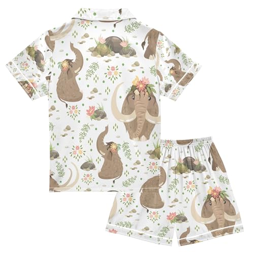 Silk Pajama Sets Short Sleeve Pajamas Soft Sleepwear Piece Pjs