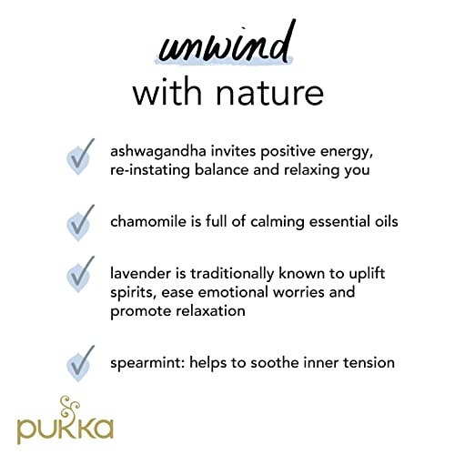 Pukka Herbs | Peace Organic Herbal Tea Box | Tea Infusion With Chamomile, Spearmint and Ashwagandha | Perfect For Calming & Sleep | Caffeine Free | 4 Packs | 80 Plant Based Biodegradable Tea Bags