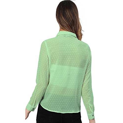 Image of Armenian Women Poly Georgette Dobby Textured Fabric Blouse Sleeve Office Lady Shirt Women Tops