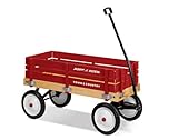 Radio Flyer Town and Country Wooden Kids Wagon with Removable Side Panels and Foldable Long Handle for Kids Ages 1.5 Years and Up, Red