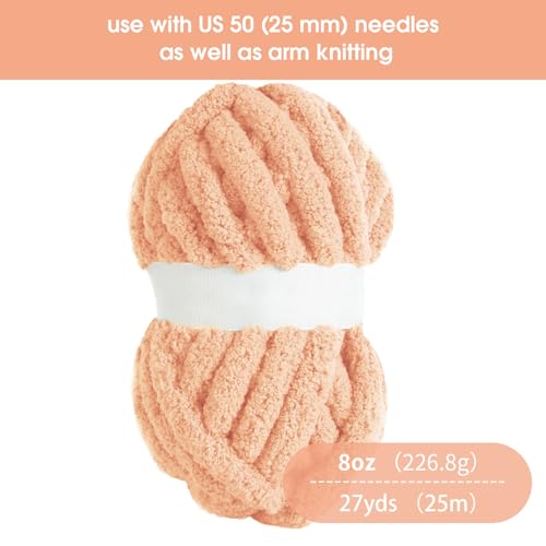 Hilo de felpilla grueso rosa albaricoque antipresión para tejer mantas 3