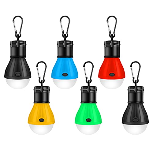 6 Pcs Camping Lights for Tents, Portable Battery Powered Camping Lantern LED Tent Light 3 Lighting Modes Outdoor Hanging Lamp for Emergency, Hiking, Fishing, Camping Accessories