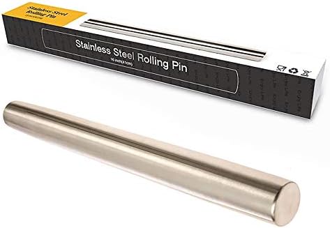 French Rolling Pin Professional, French Dough Roller for Baking, Smooth Metal & Tapered Design Best for Fondant, Pie Crust, Cookie & Pastry Dough