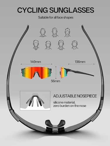 SCVCN Cycling Sunglasses for Men Women, UV400 Sports Sunglasses with HD TAC Lens, 28g Lightweight TR90 Frame, Adjustable Nose Pad & Airflow Vents for Running 01 - image 6