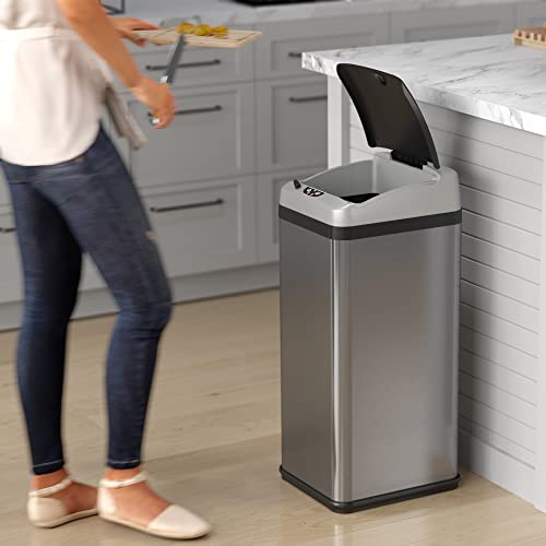Bote de basura touchless iTouchless 13 gal acero inoxidable miniatura 3