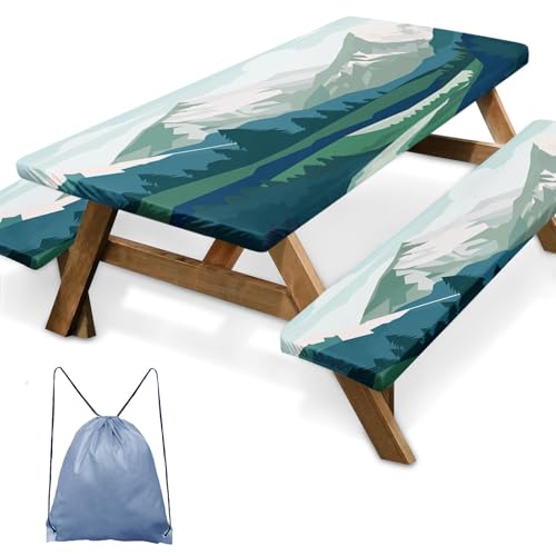 Britown Picnic Table Cover with Bench Covers, Mountain, 3 Pack, 72 Inch
