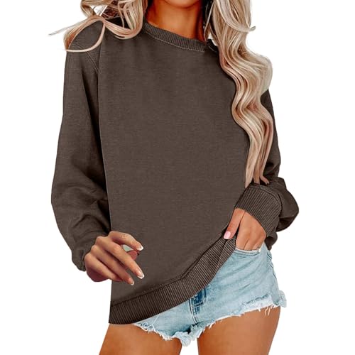 Image of Women Crew Neck Sweatshirts Fall Casual Oversized Sweat Shirts Long Sleeve Cute Preppy Sweatshirt Comfort Pullover