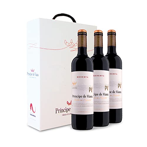 Príncipe de Viana - Vino tinto Príncipe de Viana Reserva - Estuche 3 botellas de vino x 750 ml - D.O. Navarra - Tempranillo - 14% Vol Cover