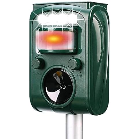 FAYINWBO Solar Ultrasonic Animal Repeller, Cat Repellent, Motion Detection, Siren and Flash Repel. Dog, Squirrel, Deer, Raccoon, Skunk, Rabbit, Fox, etc Cover