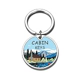 KINMES Cabin Keys Keychain, Men Housewarming Gifts for Women Men Mom Dad Grandma Grandpa, New Home Gift Cabin Essentials for Cabins Owners