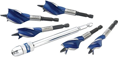 Irwin 1922007 6X Blue Groove Stubby Wood Bit Set with Extension, 16mm-25mm, 5 Pieces