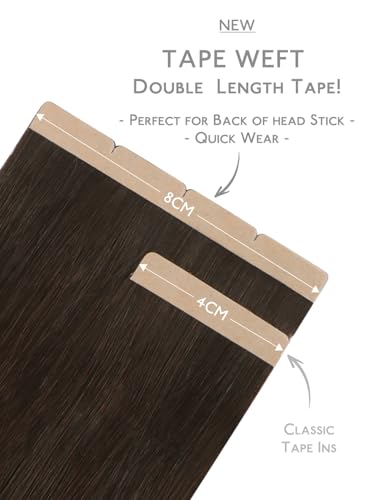 Image of WENNALIFE 3.15 inch Wide Tape in Hair Extensions Human Hair, Tape in Weft