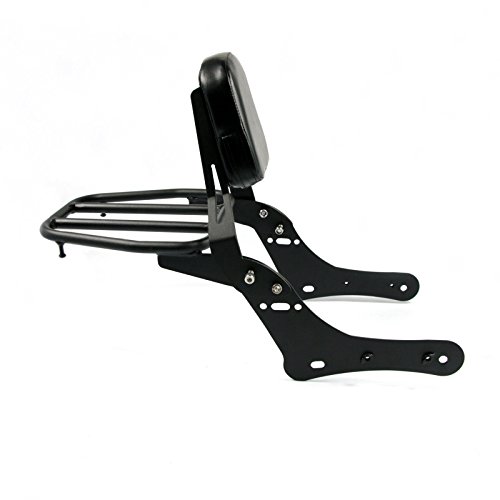 COPART Abnehmbare Beifahrer-Rückenlehne Sissy Bar für Kawasaki Vulcan S 650 VN650 2015-2019 (mit Gepäckträger, Schwarz, Stahl, Kunstleder)