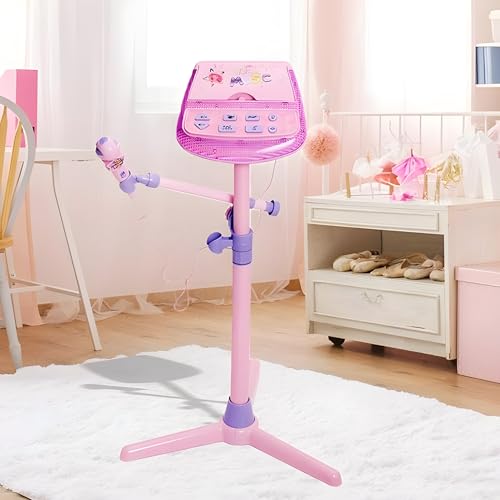 Image of Cable World Stand Karaoke Machine for Kids, Singing Toys Gifts for 3 4 5 6 7 8 Year Old Girls Boys, Rechargeable Kid Microphone Bluetooth Speaker with Mic for Girl Age 4-6 Toddler Birthday Party Toy
