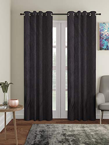 Image of Home Sizzler Long Crush 2 Piece Black Long Door Curtain, 9 feet