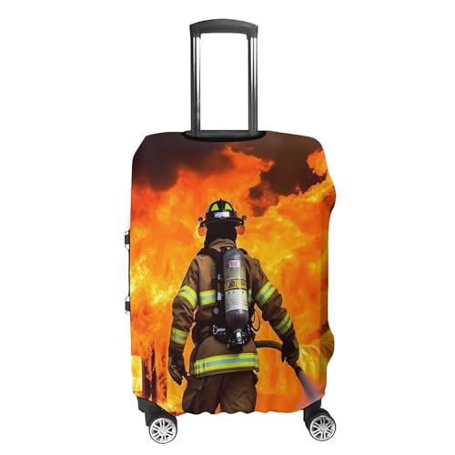Firefighter Fireman Flame Luggage Cover, Washable Elastic Suitcase Cover Protector Fit 18-32 Inch Luggage4