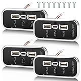  4PCS Gibbab 3 Ports 12V Prise USB pour VR 45,5W, 4 Pièces Charge Rapide PD3.0 Type-C & Deux Ports USB A 3,1A Montage mural, Adaptateur de Chargeur de Prise Auto pour VR Bateau Bus Quad Moto Camion