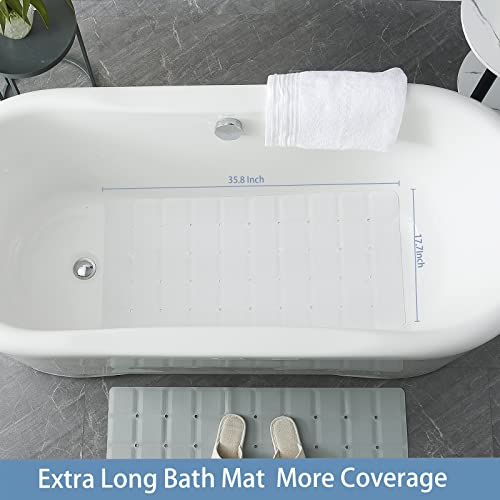 Webos Foldable Silicone Bathtub Mat: Jumbo Size Heavy Duty Safety Bath Mat For Tub Without Suction Cups Non Slip Bath & Shower Mat For Textured, Reglazed, Refinished Tub (White, 35.8 X 17.7) #TOP1