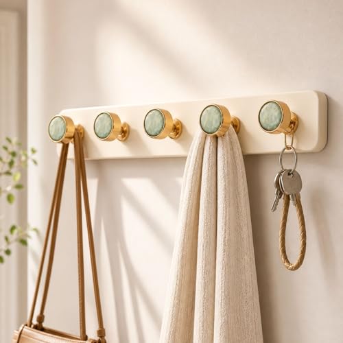 Image of HomeStrap 5 Hook Rack Self Adhesive Wall Hooks Without Drilling | Multipurpose Stick-On Hook Rack with No Screw Installation & No Wall Marks for Bathroom, Kitchen, Bedroom & Entryway Organization