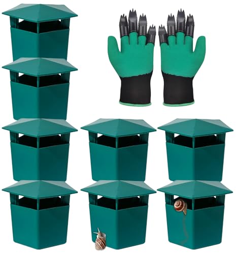 8 Stück Schneckenfalle mit Gartenhandschuhe, Schneckenfalle Garten Starter-Set Falle Lockmittel Sichere Saubere und Hocheffiziente Schneckenbekämpfung Schneckenschutz Umweltfreundlich Schneckenabwehr