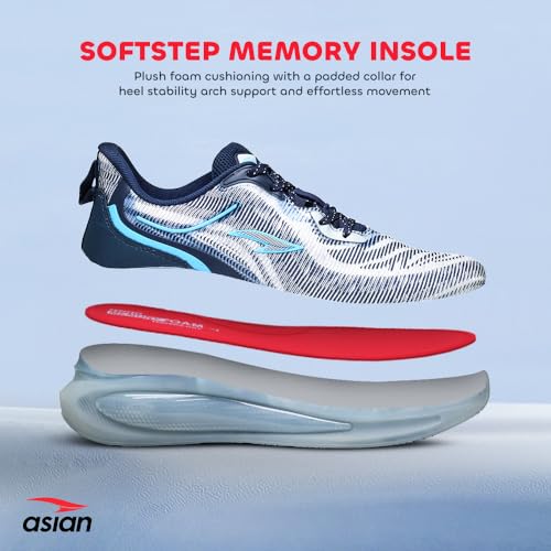 Image of ASIAN Men POWERPLAY-17 Running and Casual wear Running Shoes with Laces, Lightweight and Comfortable Shoes with Upper Fabric and Phylon Sole for Men & Boys