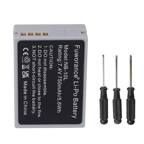 Batteria di ricambio 750mAh 7.4V NB-10L compatibile con Canon PowerShot