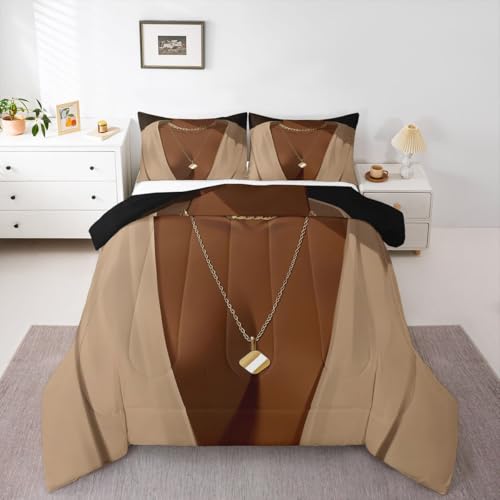 Image of Erosebridal Black Woman Full Comforter Set African American Bedding Set for Teens Adult Afro Black Female Quilt Comforter Pretty Woman Magical Bed Set Room Decor (1 Comforter, 2 Pillowcases)