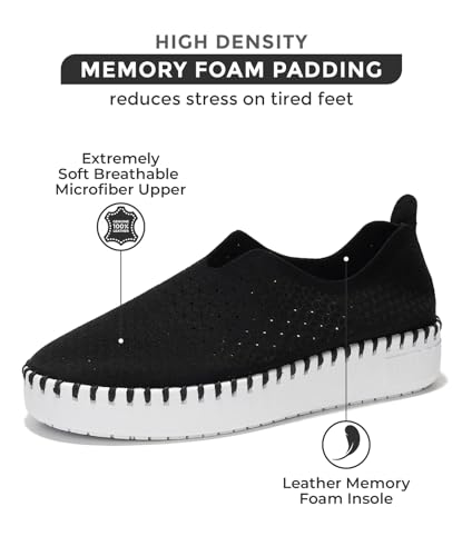 Image of Project Cloud Platform Sneakers for Women - Leather Insole Loafers for Women with Memory Foam - Casual Slip On Womens Loafers with Flexible Outsole (Aster)
