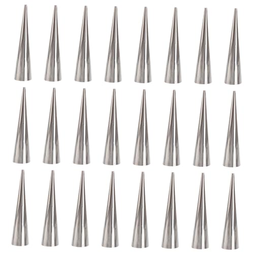 HOLIDYOYO 24pcs Conical Tube Pastry Molds Stainless Steel Ideal for Croissant Cupcake Decoration Mini Cannoli Making