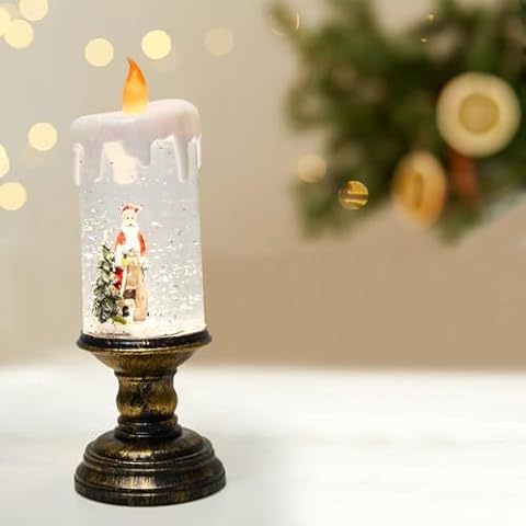 YUZUHOME Christmas Candle Lantern with Snow Globe Cover
