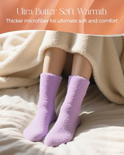 Buttery Soft Fuzzy Socks for Women Cozy Warm Thick Winter Fluffy Plush Home Sleeping Slipper Socks 5 Pairs, Gifts for Girls Basket Stuffers2