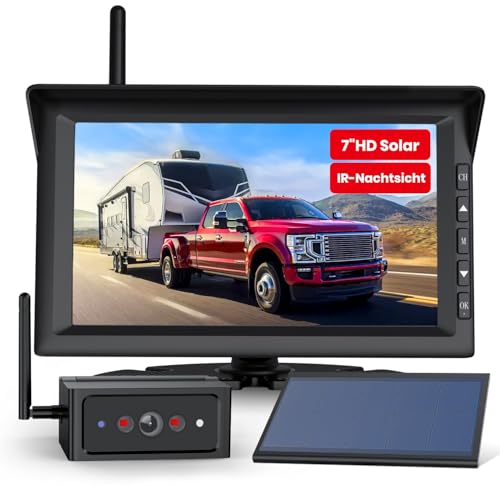AUTO-VOX Solar Rückfahrkamera Kabellos Set mit IR Nachtsicht, 7' 1080P Funk Digital...