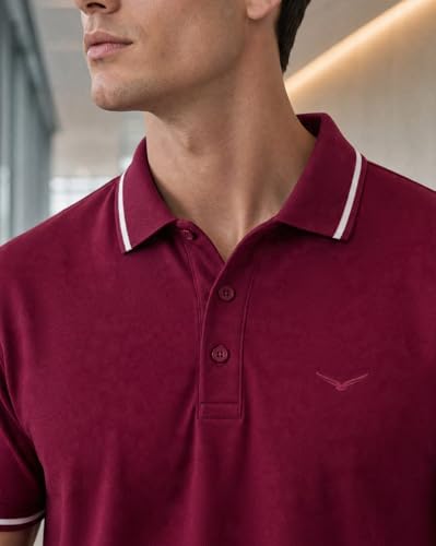 Image of NOBERO Men's Travel Polo T-Shirt | Premium Cotton Stretch Fabric | Anti-Odor & Water-Repellent | UPF 50+ Sun Protection | Regular Fit Polo Collar Casual Wear