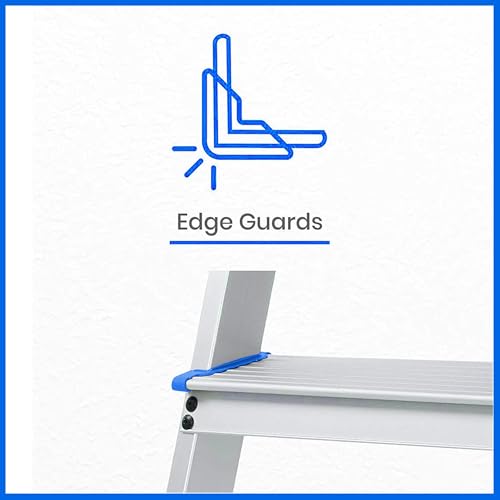 Image of Casa Copenhagen Designed in Denmark, 6-Step Foldable Aluminium Ladder Laser Cut with Super Advance Sure-Hinge Technology,7 Years Warranty - Blue