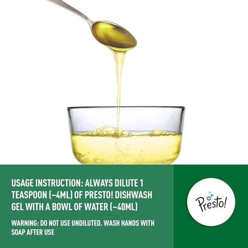 Image of Amazon Brand - Presto! Dishwash Gel | Lemon | 1.5 Litre | 750 Ml X 2 Packs | Leaves No Residue | Grease Cleaner For All Utensils