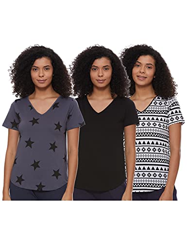 Image of A.T.U.N. (ALL THINGS UBER NICE) Womens Printed Cotton Long Sleeve Regular T-Shirt (Pack of 3)