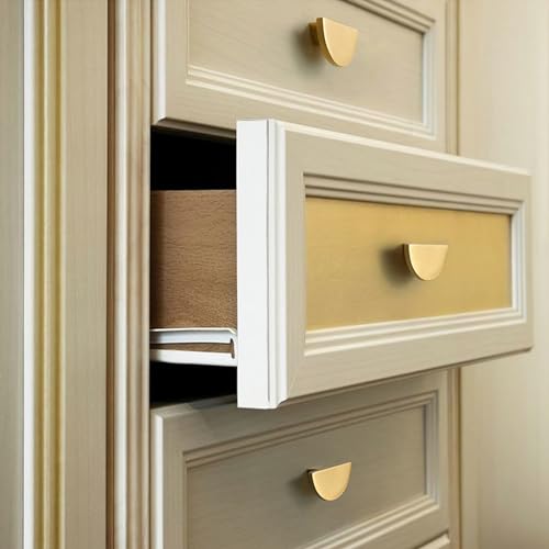 INCREWAY Tiradores para Cajones de Latón Macizo, 6 Piezas Tiradores en Forma de Media Luna, Manijas Doradas para Muebles, Perillas de Cobre Modernas y Decorativas miniatura 5