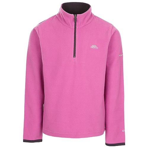 Trespass Girls Fleece Jumper Sybil - 1/2 Zip Contrast Colour, Binding on Cuffs, Facing on Inner Collar, Knitted, 100% Polyester Deep Pink